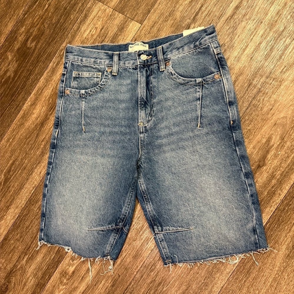 NWT FREE PEOPLE WE THE FREE Ghost Town Long Shorts | Blue MSRP $78